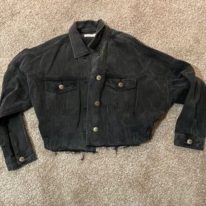 Mono B cropped distressed jean jacket